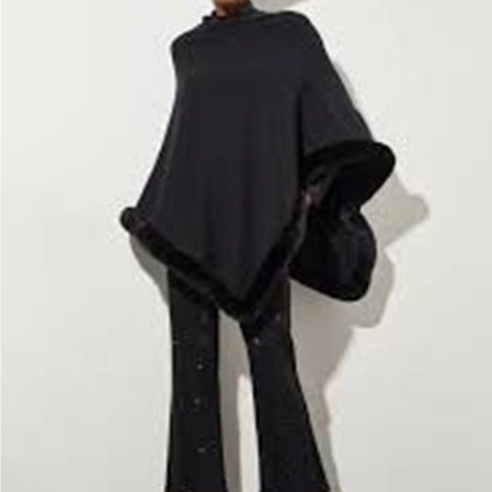 Ming Wang Black Poncho Wrap